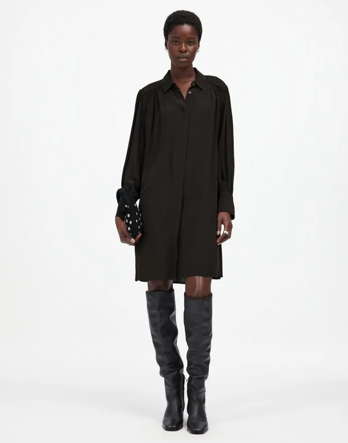 Women Relaxed ButtonFront Mini Dress True Black Madewell Dresses