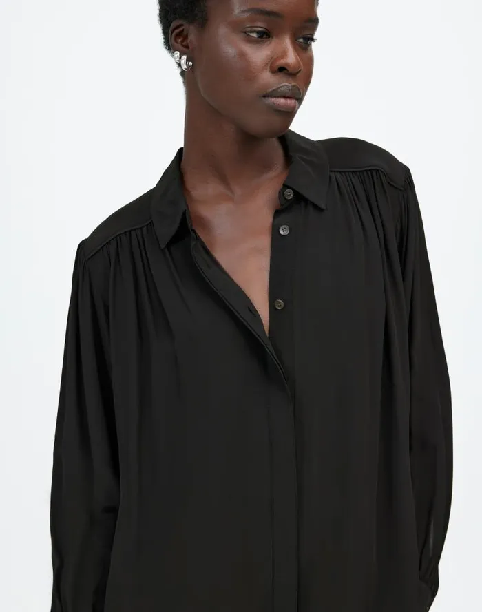 Women Relaxed ButtonFront Mini Dress True Black Madewell Dresses