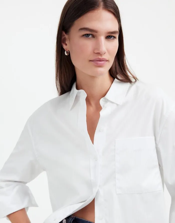 Women Relaxed ButtonUp Shirt Eyelet White Madewell Tops and Shirts