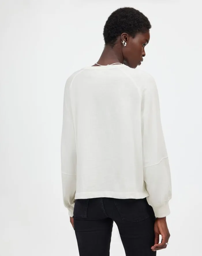 Women Relaxed LongSleeve Raglan Tee Eyelet White Madewell Tees