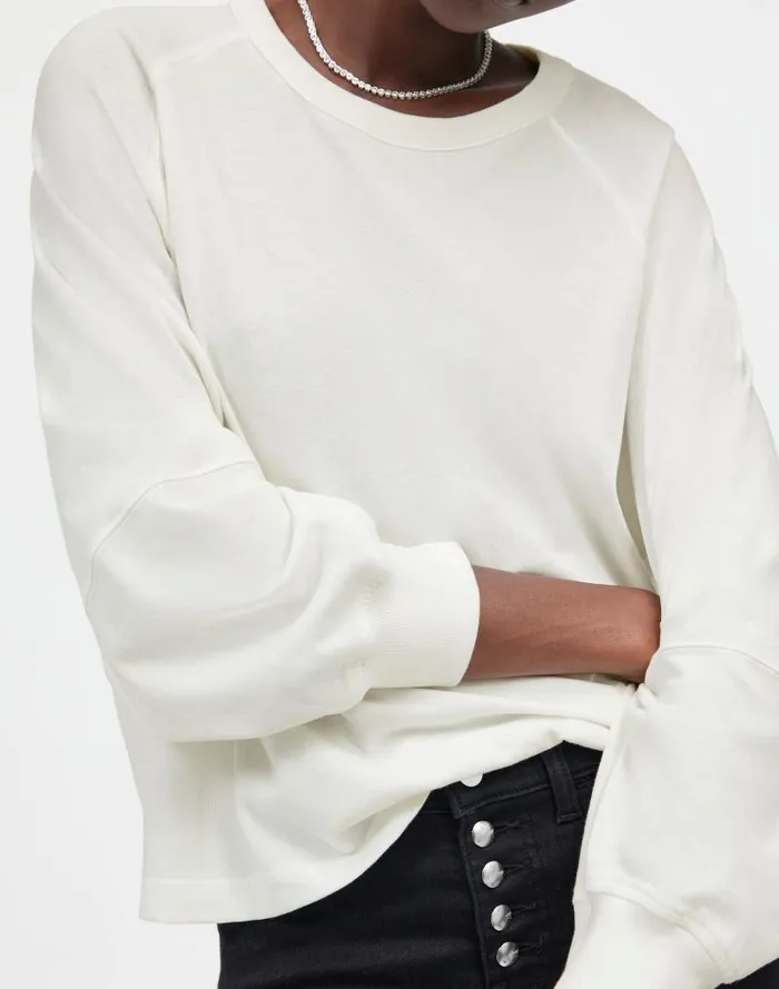 Women Relaxed LongSleeve Raglan Tee Eyelet White Madewell Tees