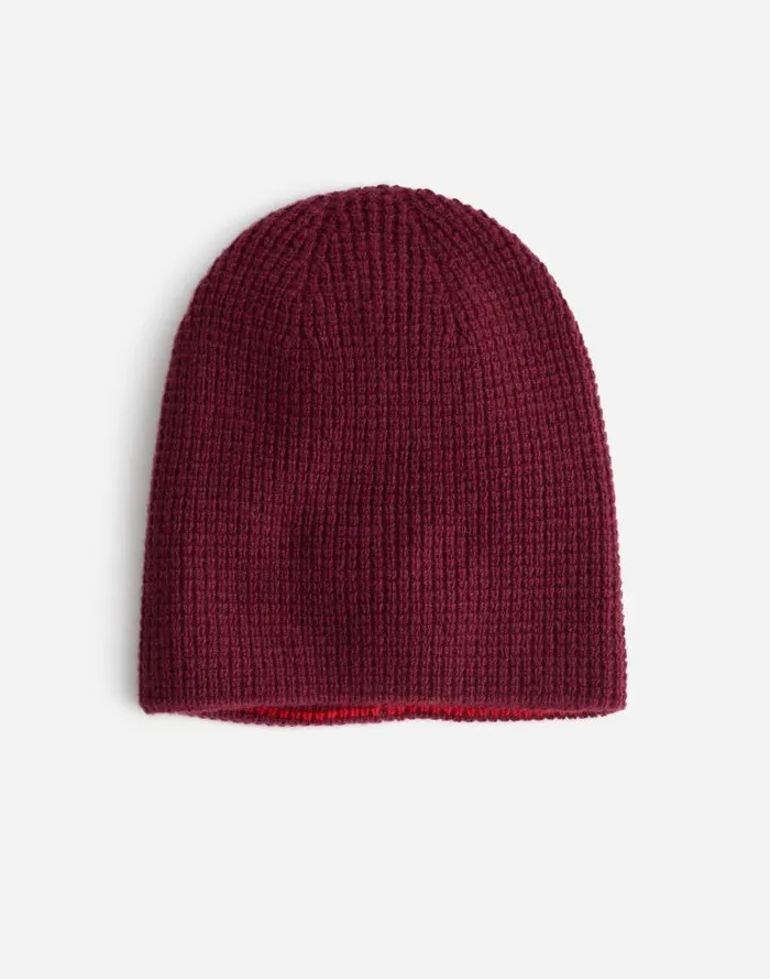 Women Reversible Beanie In SoftWool Bright Cherry Madewell Hats