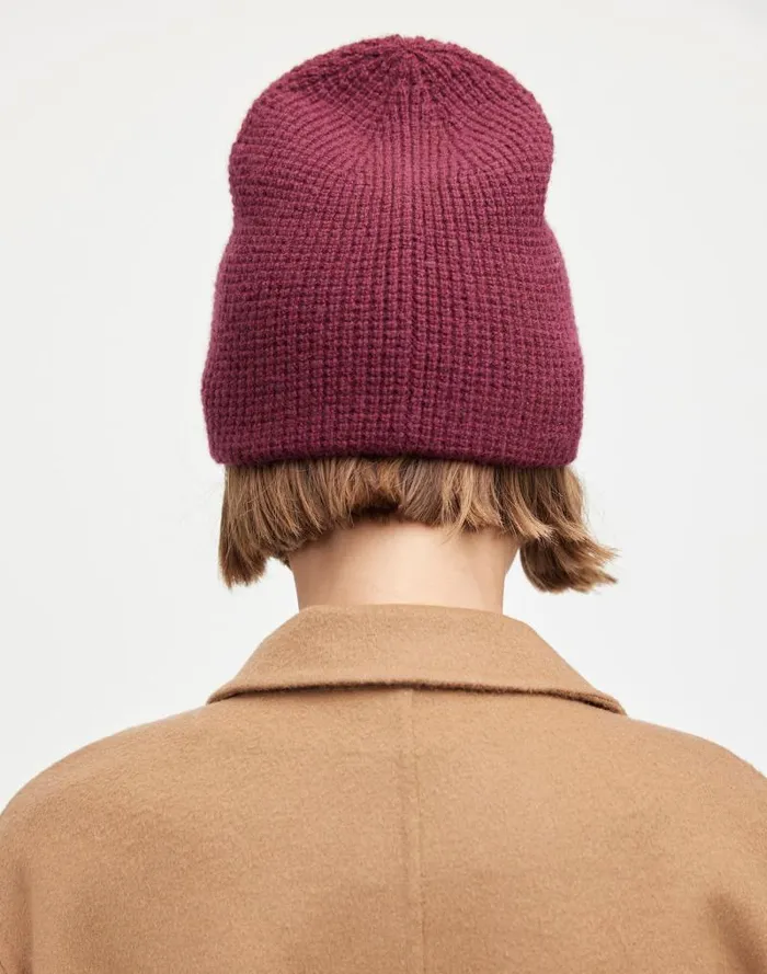 Women Reversible Beanie In SoftWool Bright Cherry Madewell Hats