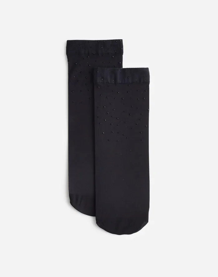 Women RhinestoneEmbellished Sheer Ankle Socks True Black Madewell Socks