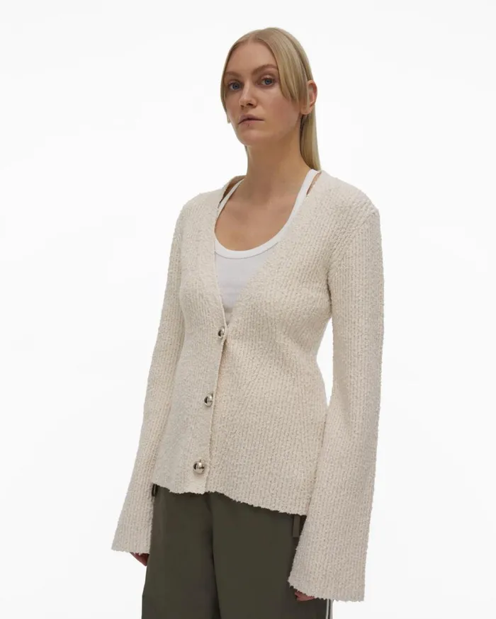 Women Ribbed Cardigan Muslin Helmut Lang Sweaters