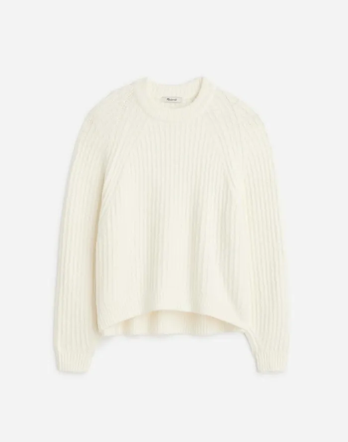 Women Ribbed CottonBlend Sweater Winter White Madewell Sweaters