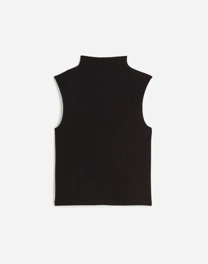Women Ribbed Mockneck Tank Jet Black Madewell Tops and Shirts
