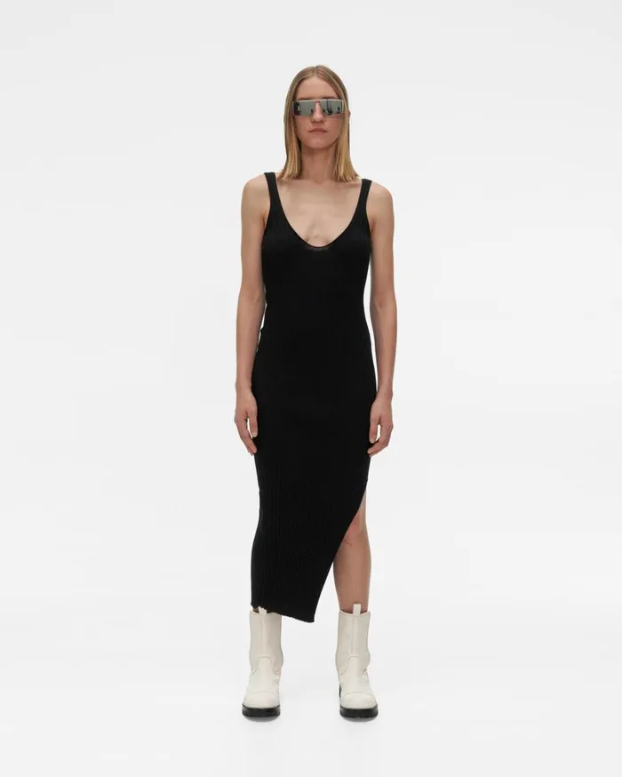 Women Ribbed Tank Dress Black Helmut Lang Dresses