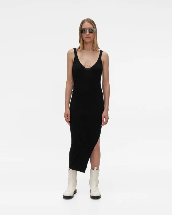 Women Ribbed Tank Dress Black Helmut Lang Dresses