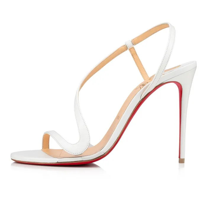 Women Rosalie 100 Mm Sandals 8211 Leather And PVC 8211 Bianco White Christian Louboutin Sandals and Slides