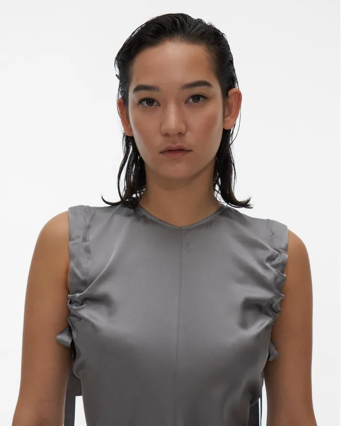 Women Ruched Armhole Dress Sartorial Steel Helmut Lang Dresses