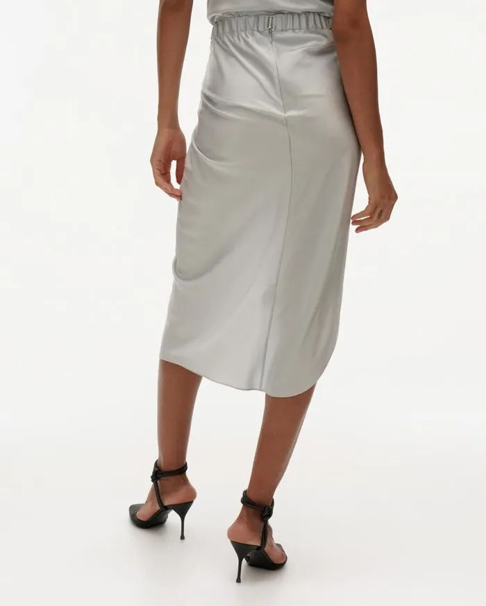 Women Ruched Silk Skirt Ash Blue Helmut Lang Skirts