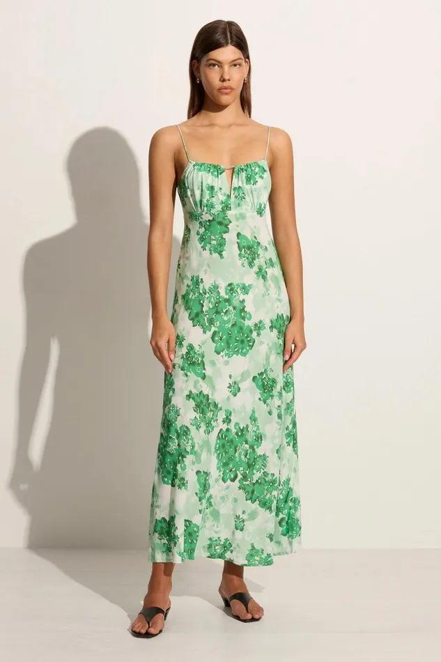Women San Paolo Midi Dress Rosella Floral Green Faithfull The Brand Dresses