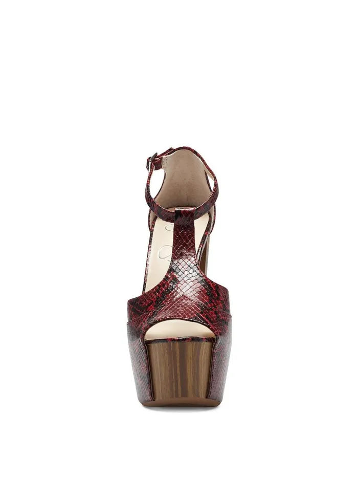 Women Sandals Jessica Simpson Dany TStrap Platform Sandal In Red Snake Red Snake