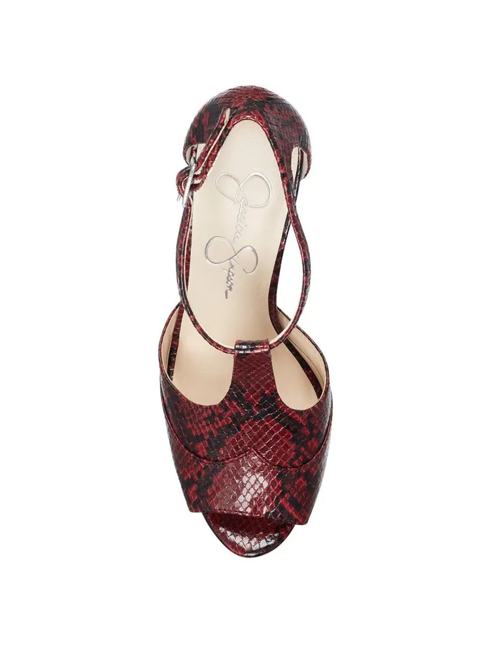 Women Sandals Jessica Simpson Dany TStrap Platform Sandal In Red Snake Red Snake