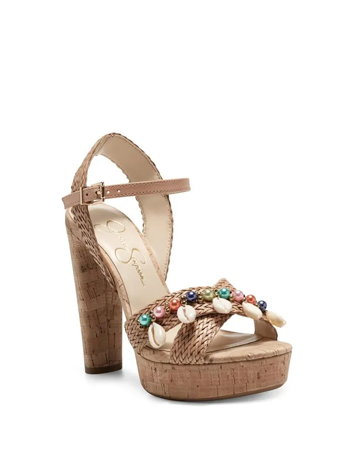 Women Sandals Jessica Simpson Ivriele Platform Sandal In Caramel Caramel Rattan