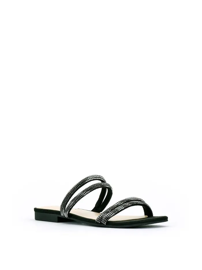 Women Sandals Jessica Simpson Raexe Slide In Black Sparkle Black Crystal Sparkle