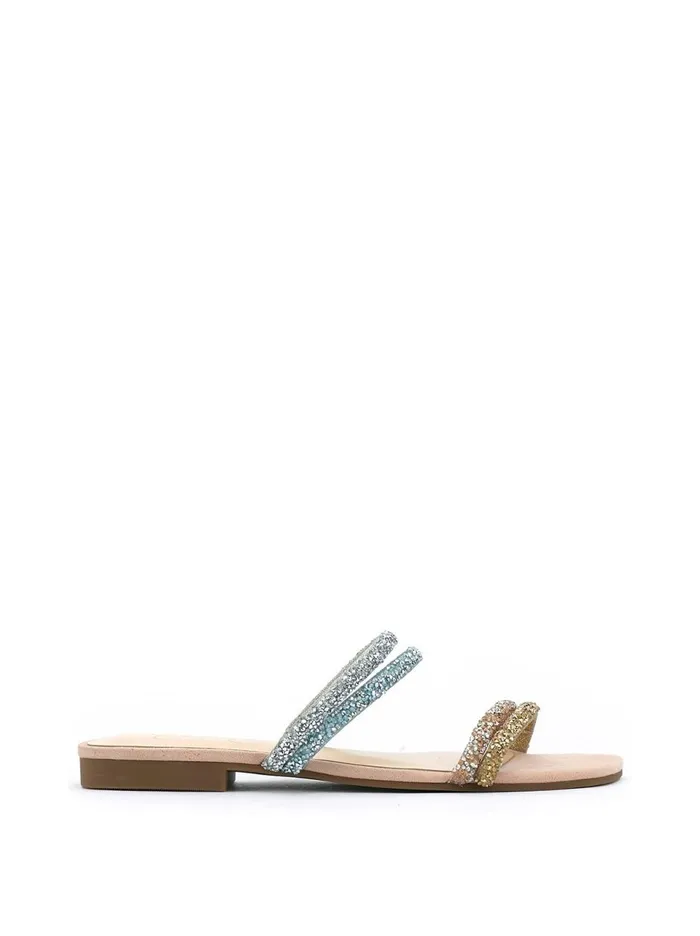 Women Sandals Jessica Simpson Raexe Slide In Gold and Blue Gold And Blue Sparkle Women Sandals Jessica Simpson Raexe Slide In Gold and Blue Gold And Blue Sparkle