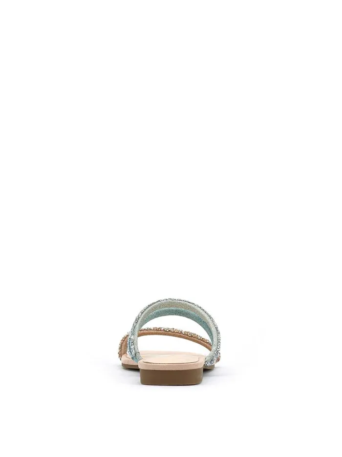 Women Sandals Jessica Simpson Raexe Slide In Gold and Blue Gold And Blue Sparkle