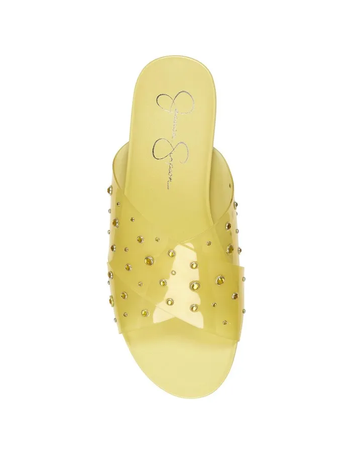 Women Sandals Jessica Simpson Tislie Slide In Yellow Yellow And Yellow Stones