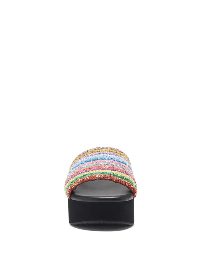 Women Sandals Jessica Simpson Trivia Platform Slide In Rainbow Rainbow Sparkle