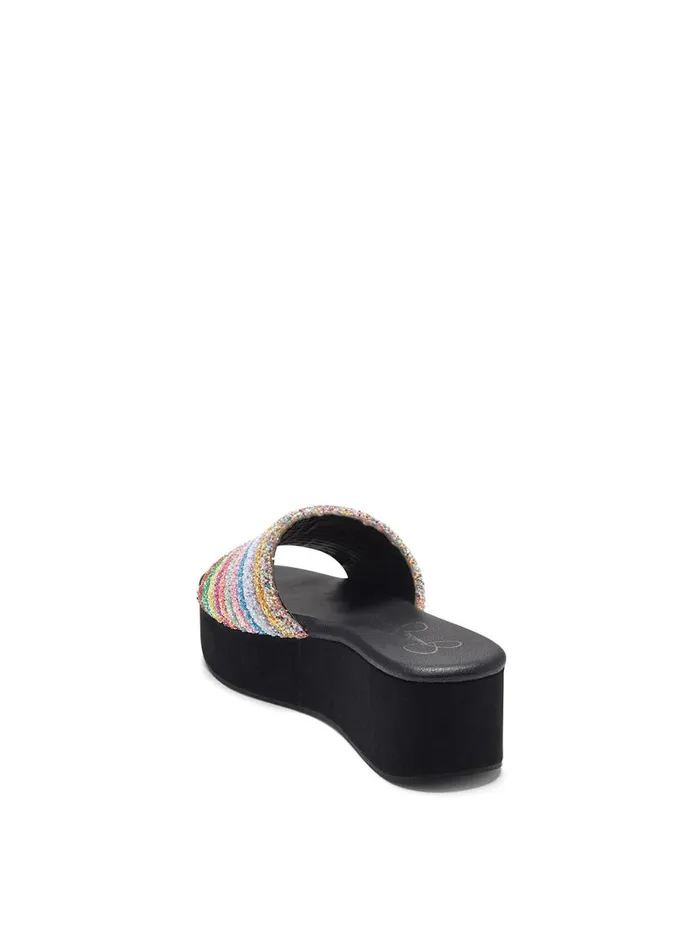 Women Sandals Jessica Simpson Trivia Platform Slide In Rainbow Rainbow Sparkle