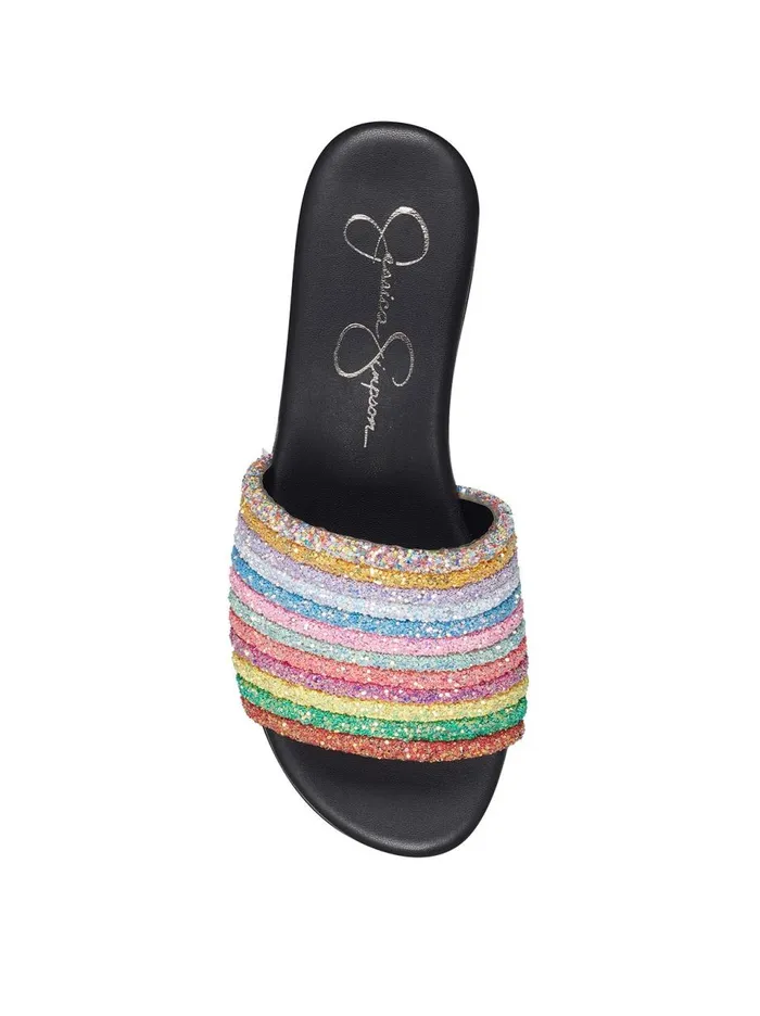 Women Sandals Jessica Simpson Trivia Platform Slide In Rainbow Rainbow Sparkle