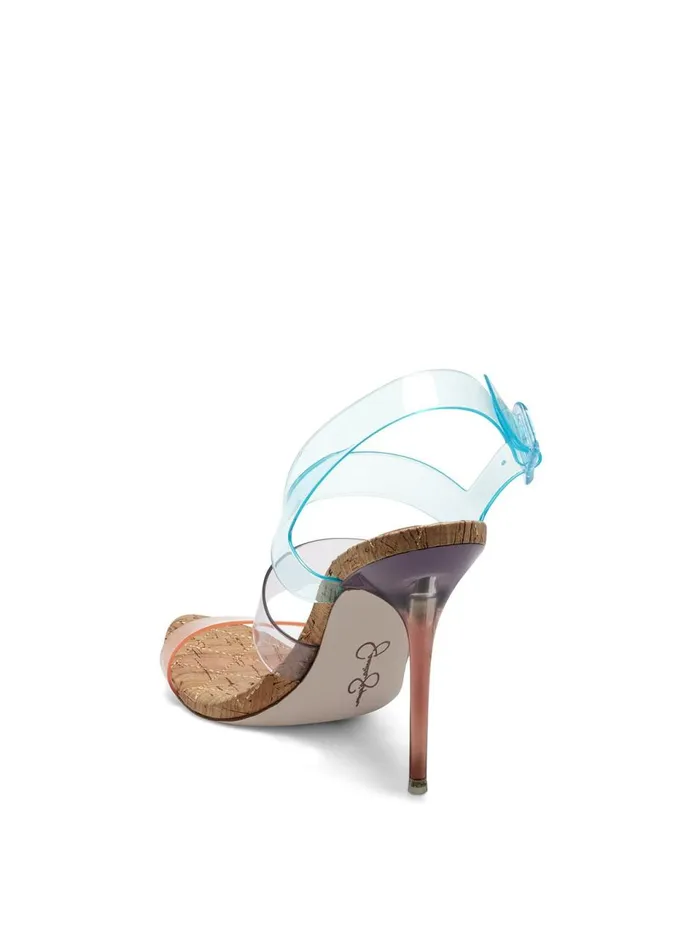 Women Sandals Jessica Simpson Wavie High Heel In Orange Blue and Purple Orange Blue And Purple