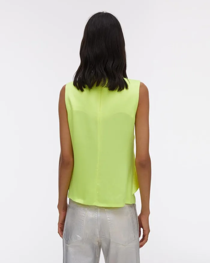 Women Satin Knot Twist Top Neon Yellow Helmut Lang Tops