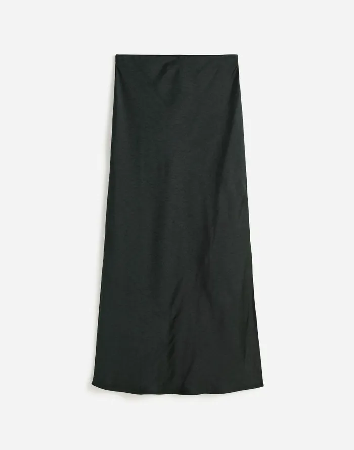 Women Satin Maxi Slip Skirt Luxury Forest Madewell Skirts