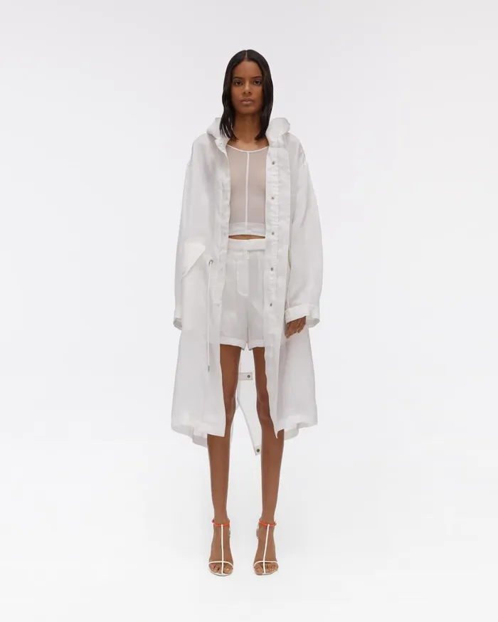 Women Satin Organza Parka Dove Helmut Lang Outerwear