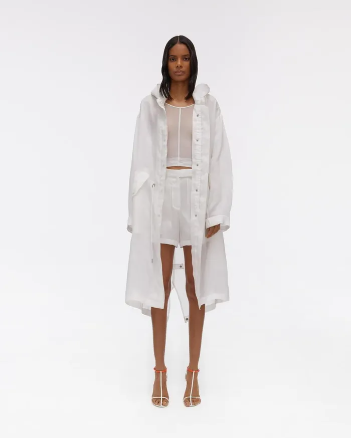 Women Satin Organza Parka Dove Helmut Lang Outerwear