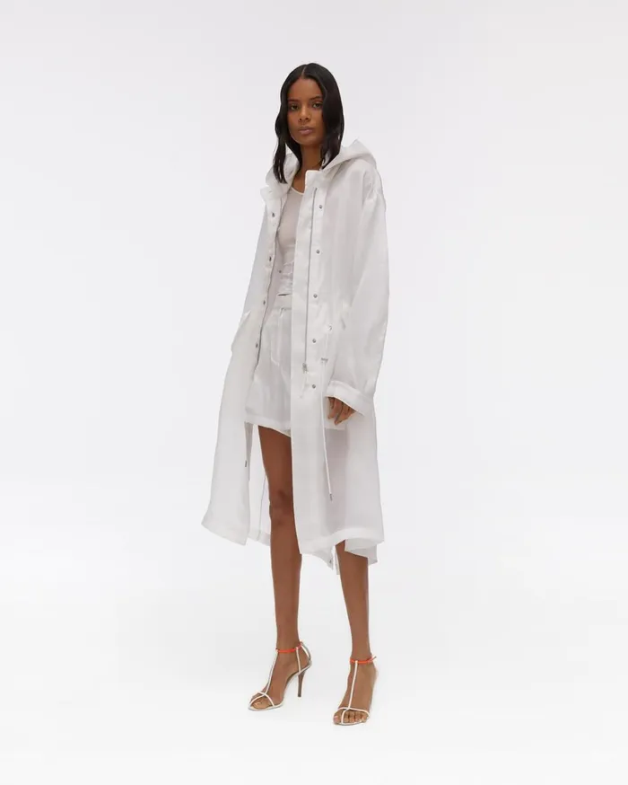 Women Satin Organza Parka Dove Helmut Lang Outerwear