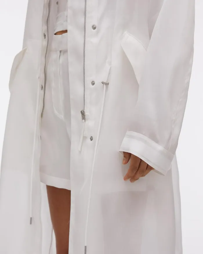 Women Satin Organza Parka Dove Helmut Lang Outerwear