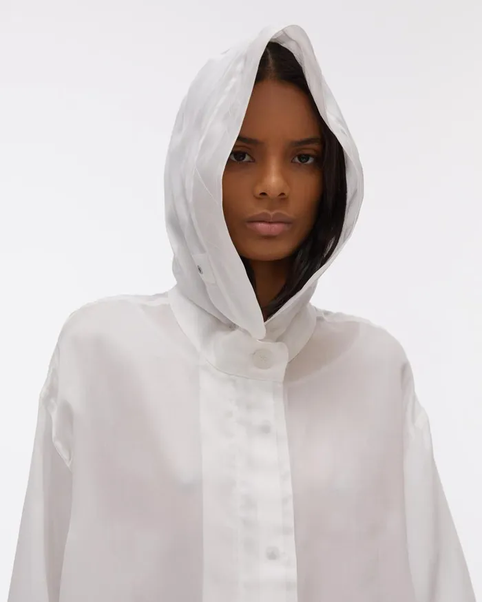 Women Satin Organza Parka Dove Helmut Lang Outerwear