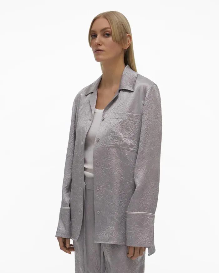 Women Satin PJ Shirt Thistle Helmut Lang Tops