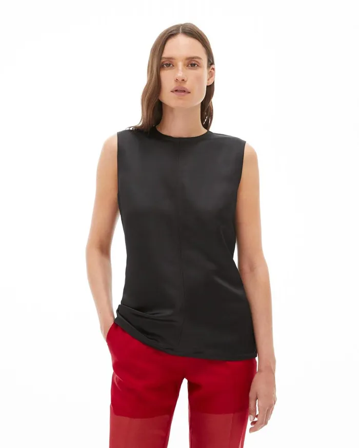 Women Satin Shell Top Black Helmut Lang Tops