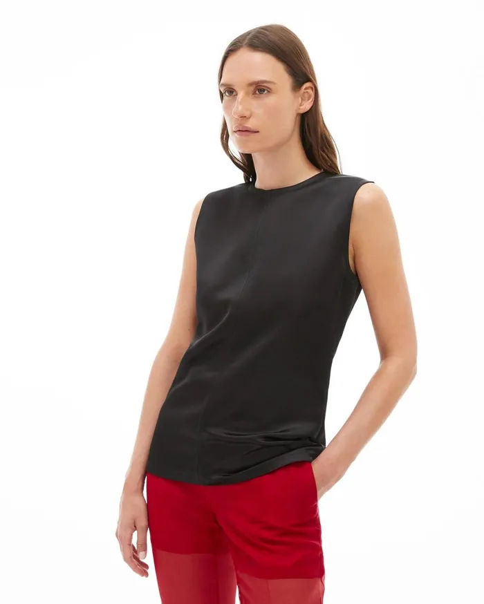 Women Satin Shell Top Black Helmut Lang Tops