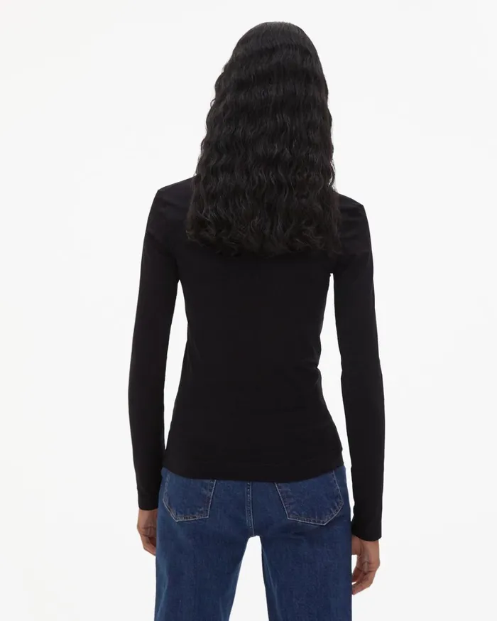 Women Scoop Neck Jersey Longsleeved TShirt Black Helmut Lang TShirts and Sweatshirts