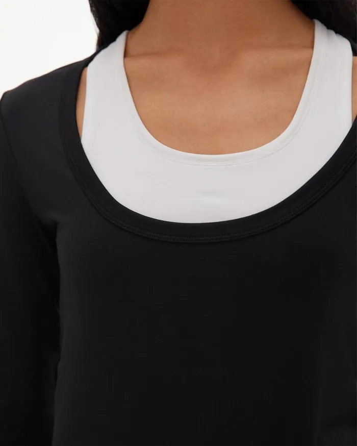 Women Scoop Neck Jersey Longsleeved TShirt Black Helmut Lang TShirts and Sweatshirts