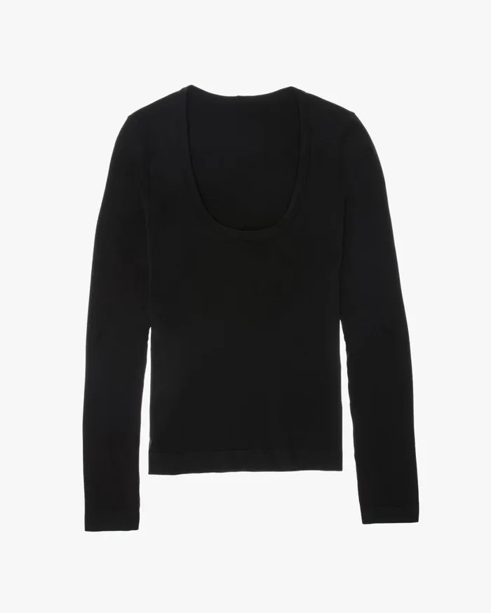 Women Scoop Neck Jersey Longsleeved TShirt Black Helmut Lang TShirts and Sweatshirts