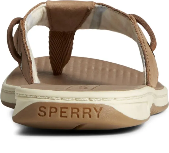 Women Seafish Leather Flip Flop Chestnut Sperry Sandals