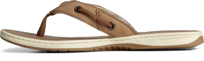 Women Seafish Leather Flip Flop Chestnut Sperry Sandals