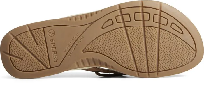 Women Seafish Leather Flip Flop Chestnut Sperry Sandals