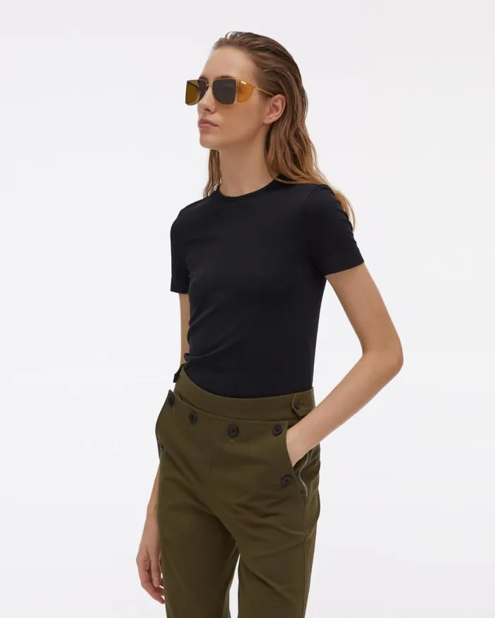 Women Seamless Baby Tee Black Helmut Lang TShirts and Sweatshirts