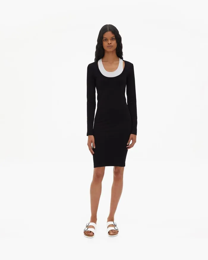 Women Seamless Jersey Scoop Neck Dress Black Helmut Lang Dresses
