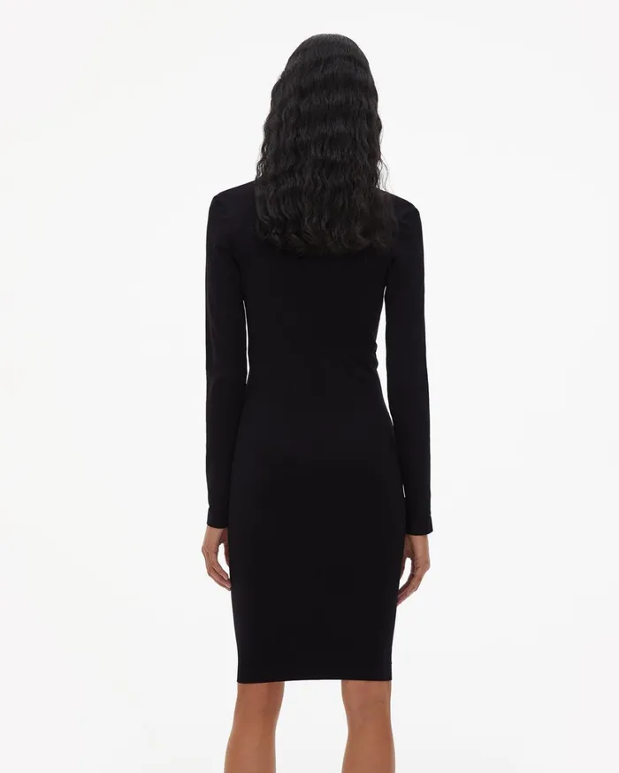 Women Seamless Jersey Scoop Neck Dress Black Helmut Lang Dresses