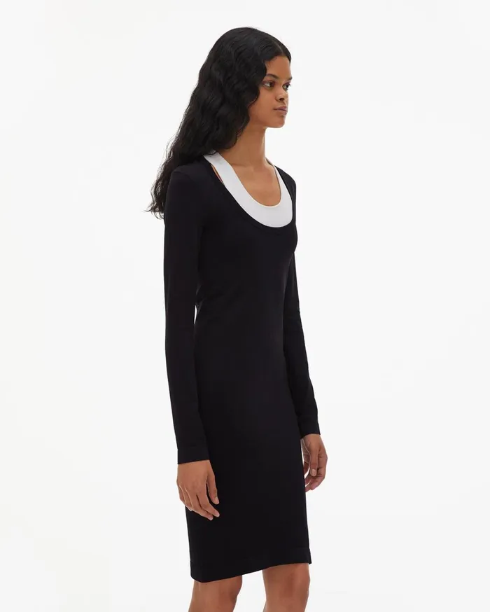 Women Seamless Jersey Scoop Neck Dress Black Helmut Lang Dresses