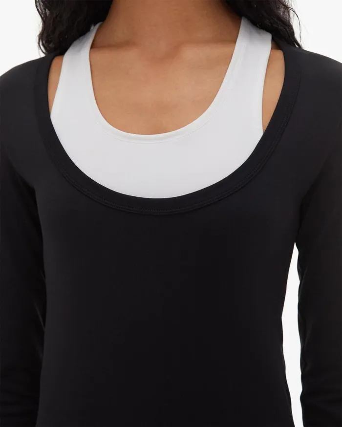 Women Seamless Jersey Scoop Neck Dress Black Helmut Lang Dresses