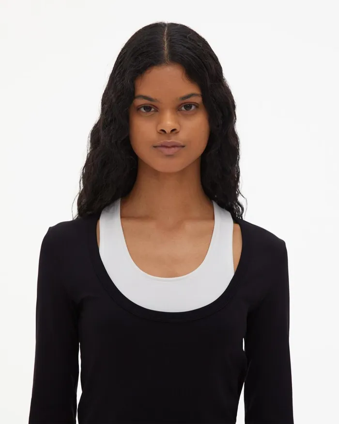 Women Seamless Jersey Scoop Neck Dress Black Helmut Lang Dresses